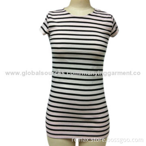 Women's stripes T-shirts, cap sleeves, tunic, cotton, OEM services providedNew